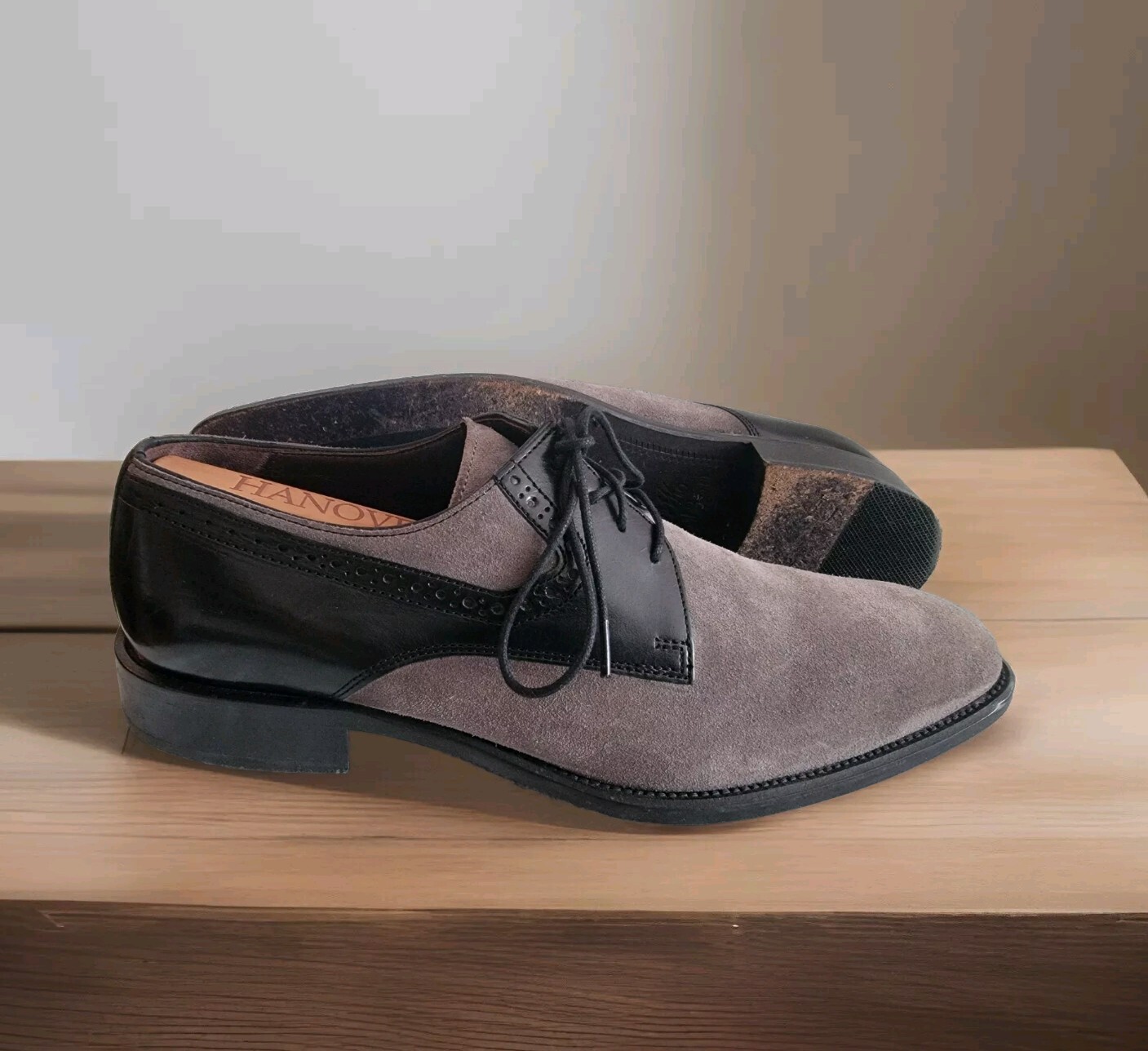 SAOLA Johnson & Murphy 1850 (27 1809) Oxford da uomo in pelle scamosciata grigia e nera taglia 9 5 M