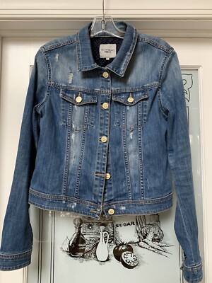Silvian Heach Distressed Denim Jacket, Size L