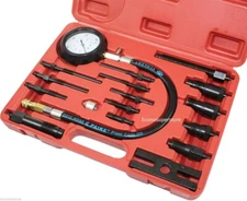 DIRECT DIESEL ENGINE CYLINDER COMPRESSION TESTER W/ GLOW PLUG INJECTOR ADAPTORS