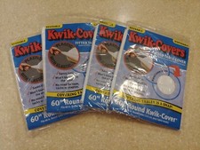 Kwik-Covers 60" Round Fitted Plastic Table Covers, Bundle of 4 White Reusable