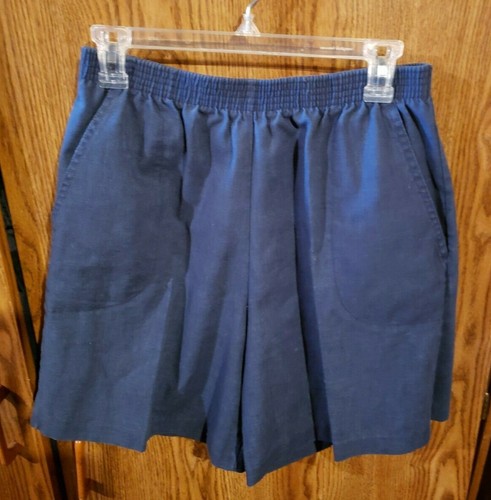 Damen Saisonkarte einfarbig blau Shorts elastischer Bund Taschen Größe 14