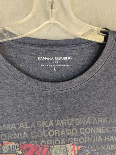 Banana Republic Mens Shirt Large Blue Short Sleeve Crew Neck Graphic USA - Picture 4 of 9