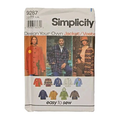 SIMPLICITY 9287 Misses JACKET VEST Size XS-M Sewing Pattern 1996 UNCUT