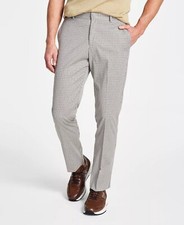 Tommy Hilfiger Men's Modern Fit Dress Pants 33 x 30 NWT TH Flex Tan Gray White