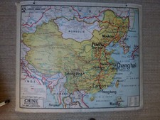 Ancienne carte géographie scolaire d'école Vidal-Lablache N°52 - Chine