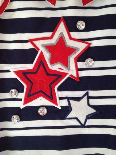 NWT Youngland Baby Toddler Girl Striped Gem Stars 4TH JULY Sun Dress 18 24 Mos - Picture 2 of 5