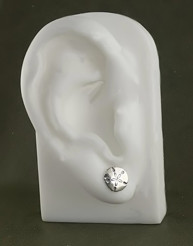 Sand Dollar Earrings Sterling Silver Posts Studs Tiny Mini Seashell Beach - Picture 2 of 4