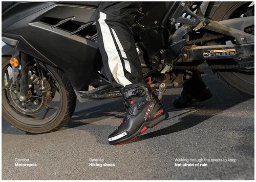 Motorradstiefel Leder Fahrer Schutz Anti Rutsch Off-Road Motorrad Rennschuhe - Bild 23 von 26