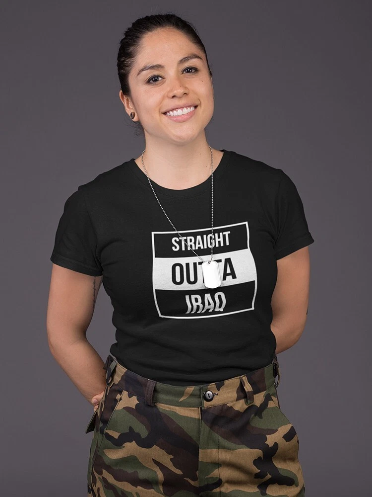 Straight Outta Iraq Graphic Women's Black T-shirt | eBay