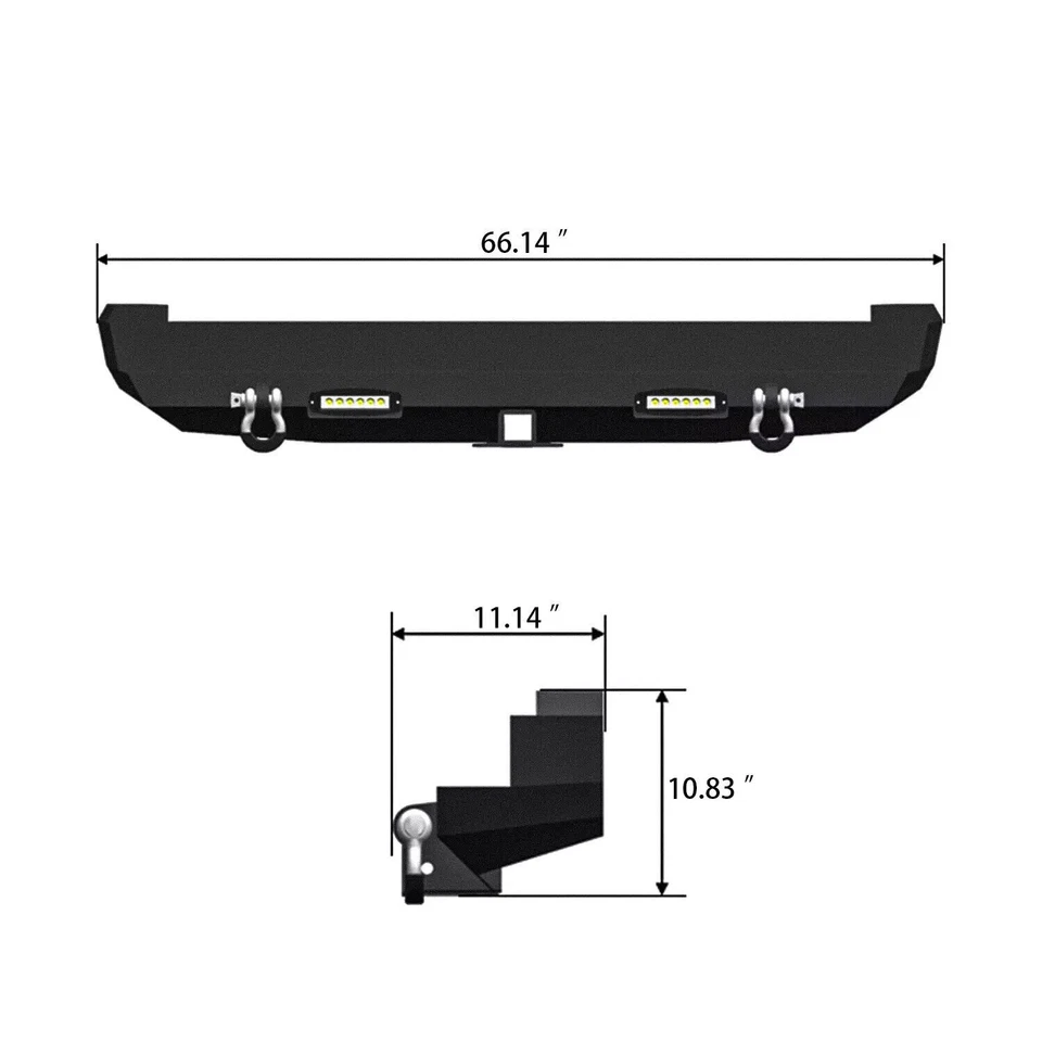 Vijay For 1984-2001 Jeep Cherokee XJ Steel Rear Bumper W/Winch Plate&LED Lights - Изображение 4 из 4