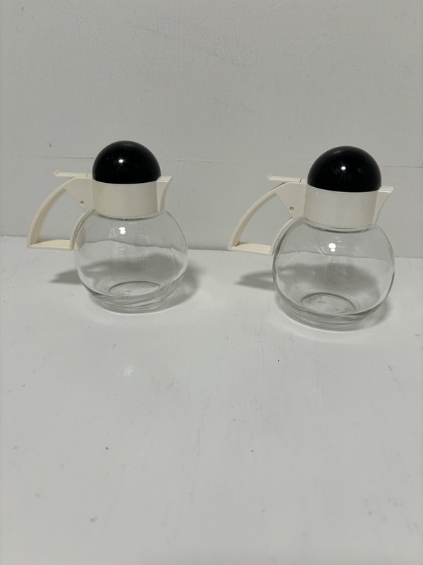 Lot Of 2 Stoha Germany Jar Dispenser for Sugar Creamer Syrup MCM Beige/Black