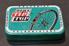 RARE VINTAGE REMA TIP TOP VULKANISIERT TIN BOX BICYCLE 🚲 REPAIR KIT W/CONTENTS 