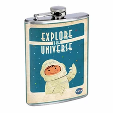 Vintage Poster D207 Flask 8oz Stainless Steel Explore The Universe Nasa Space
