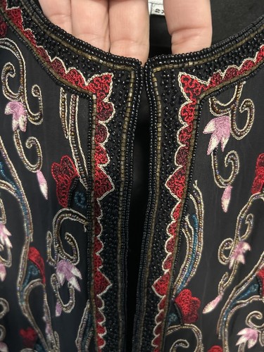 Giacca Papell Boutique da sera 2X 100% seta manica lunga ricamata con perline usata in ottime condizioni - Foto 5 di 8