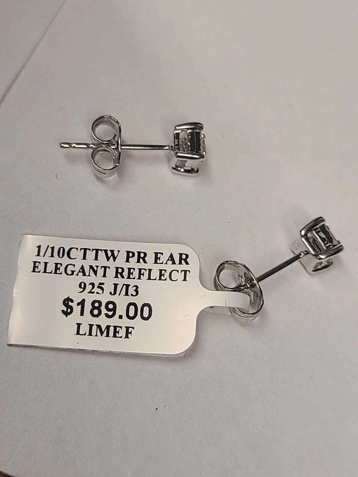 1/10 CT. T.W. Princess-Cut Diamond Solitaire Stud Earrings in Sterling Silver (J - Image 2 of 3