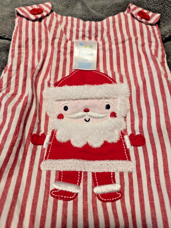 Rima Infantil Papá Noel/Navidad Rojo y Blanco Rayas Bebé Niño Longall Talla 6/9 Meses Foto 2 de 4
