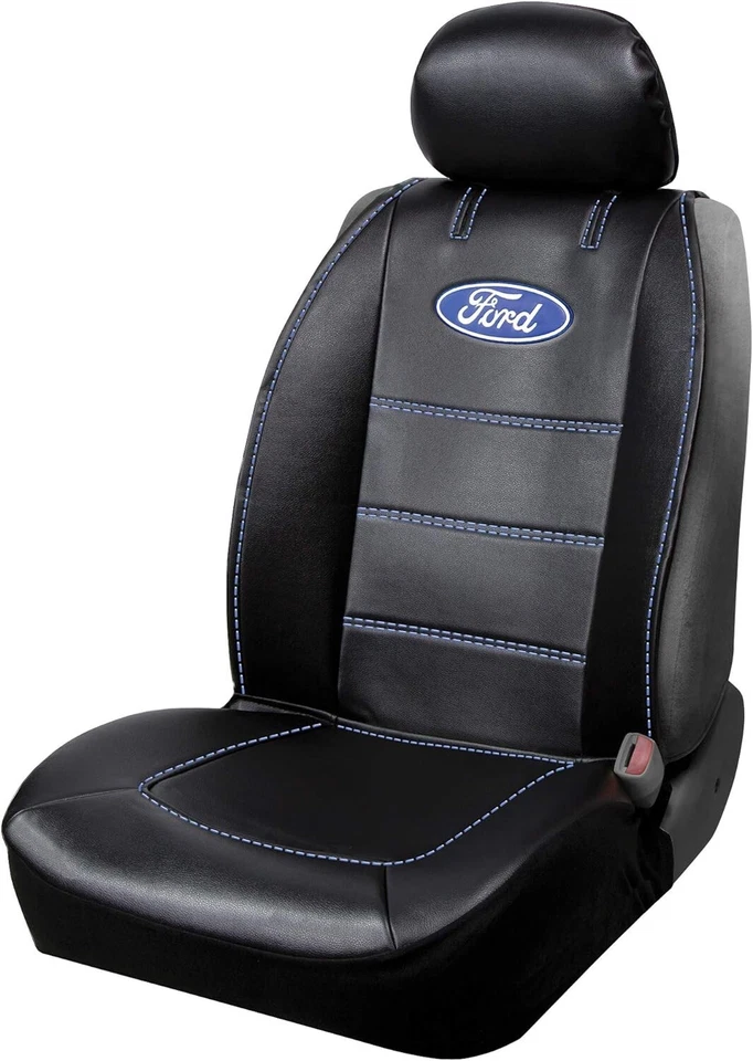 New 4pc Ford Elite Car Truck Front Seat Covers Rear Runner Floor mat Lanyard Foto 2 de 4