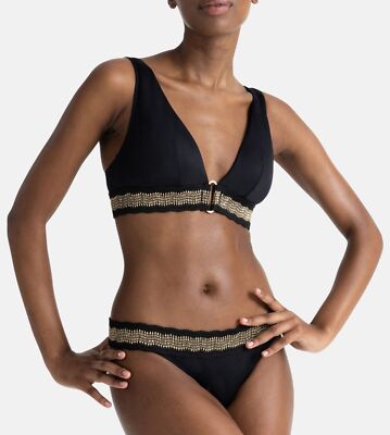 DORINA Bole Bikini-Set High Apex Bikini-Oberteil + Brazilian schwarz goldfarben