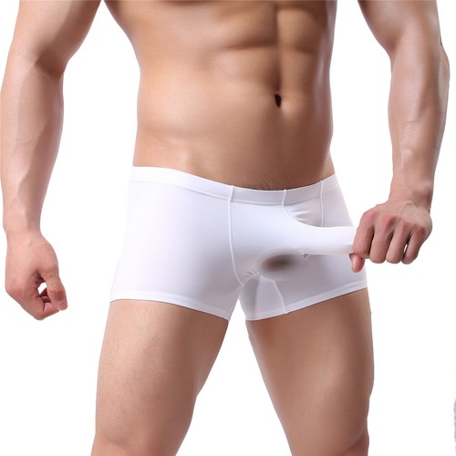 Men's Underwear Boxer Briefs Sheath Cover Up Pouch Open Penis Shorts Underpants - 第 12/12 張圖片