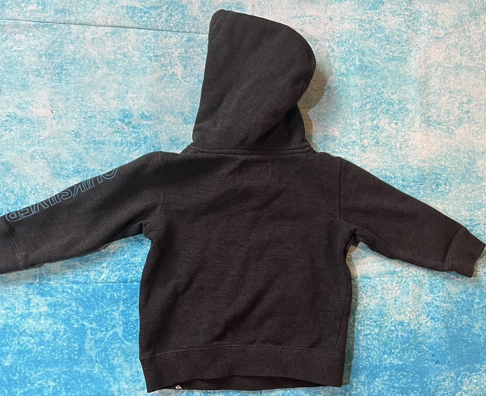 QUICKSILVER серый графический печать логотип с капюшоном толстовка размер 24 М - Изображение 2 из 4