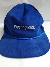 Vintage Westinghouse corduroy rope snapback hat USA made blue