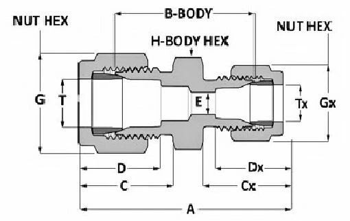 3/8" x 1/4" OD Tube  316ss Union Adapter Fitting  SSP Unilok ISSU6RU4 - Image 2 of 2