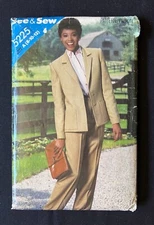 See & Sew 5225 Misses Jacket & Pants Vintage 1980's Pattern size 8-10-12 Uncut