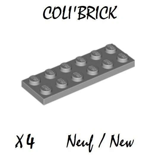 Lego 3795 - 4x Plaque / Plate 2x6 - Gris Clair / Light Bluish Gray - NEUF NEW
