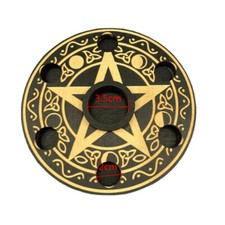 1X Wicca Pentagrame Autel Étoile Bois Plateau Bougie Encens Support Sorcellerie