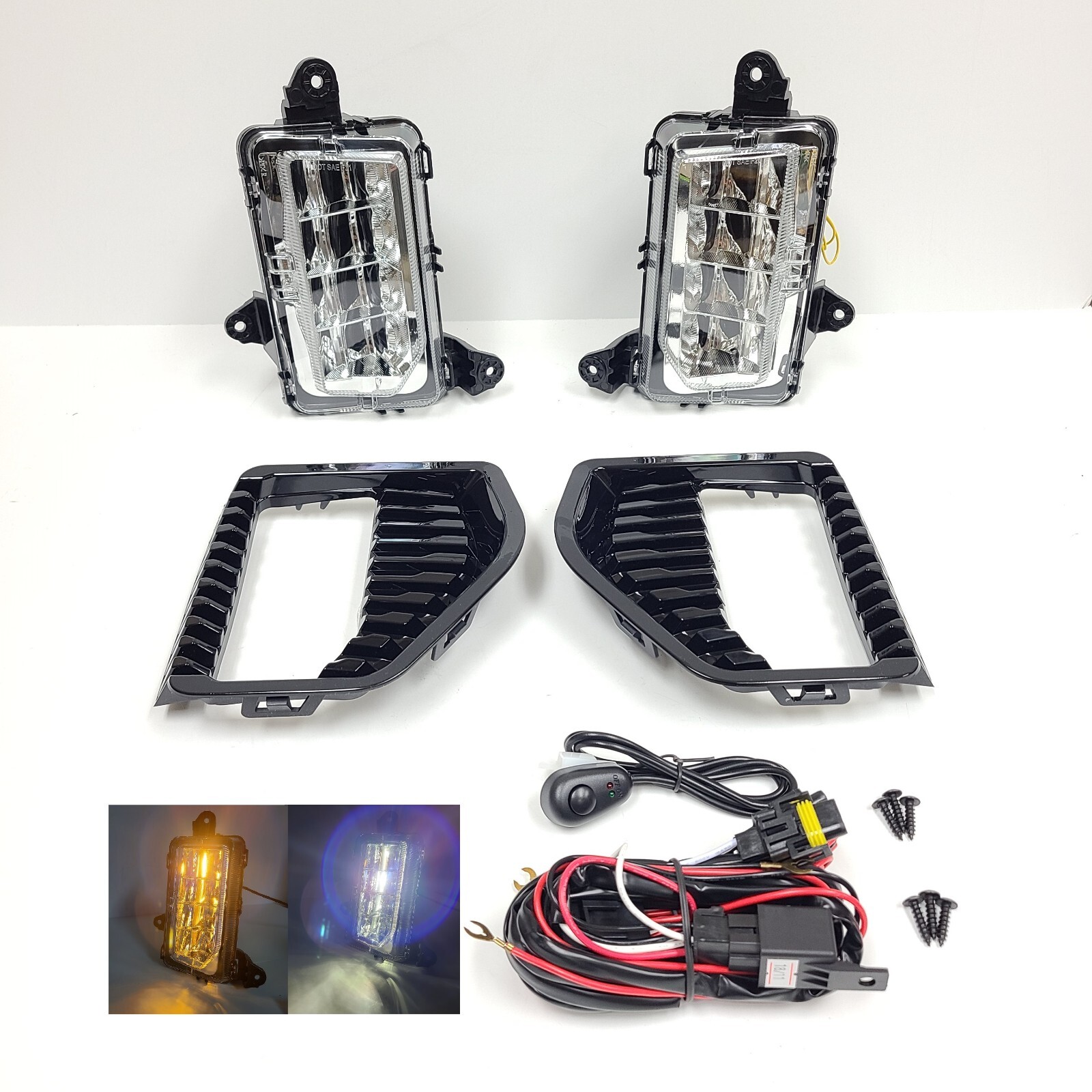 Fog Lights Fit 2019-2021 Sierra 1500 Base SLE Replacement Bezel Switch LED