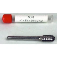 Carbide Burr (SC-3) Cylindrical Ball Nose - Single Cut - 1/4 x 3/8 x 3/4 x 2 1/2