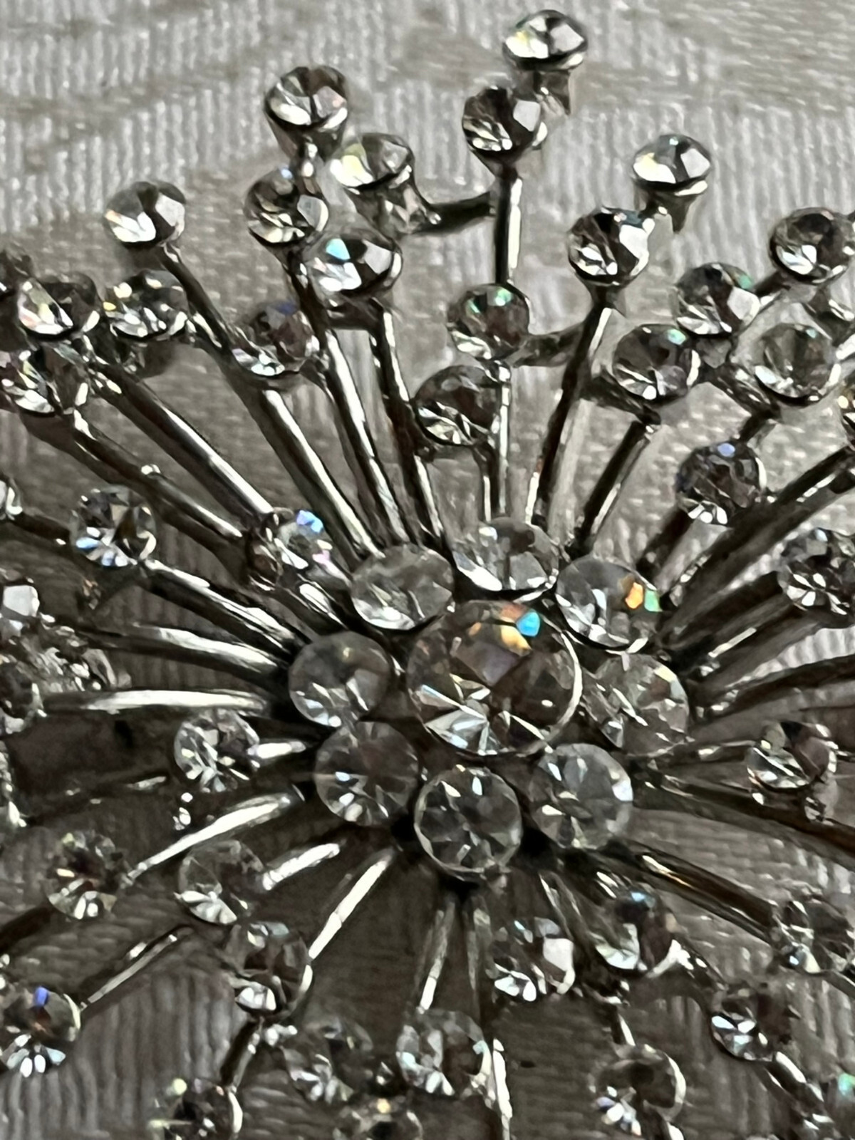 Vintage Statement Clear Rhinestone Silver Tone St… - image 2