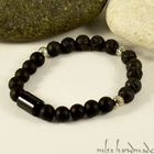 MEN'S MATTE ONYX & BLACK LAVA ROCK GEMSTONES BEADED BRACELET