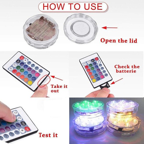 4 Stück Poolbeleuchtung Unterwasser Licht RGB LED Wasserdichte Mit Fernbedienung - Bild 15 von 15