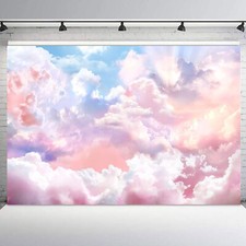 10x8ft Blue Sky Pastel Clouds Nature Scenery Photo Background Studio Props