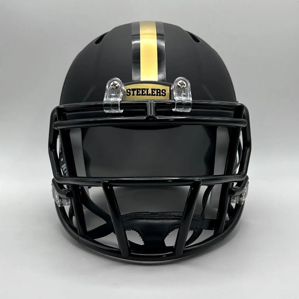 Pittsburgh Steelers CUSTOM Matte Black - Metallic Gold Mini Football Helmet