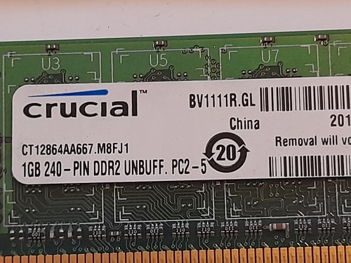 x2 1gb Crucial memory PC2-5300 desktop - Picture 2 of 3