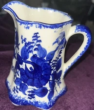  Vintage White & Blue Creamer made by the Cash Family Handpainted in Erwin, TN