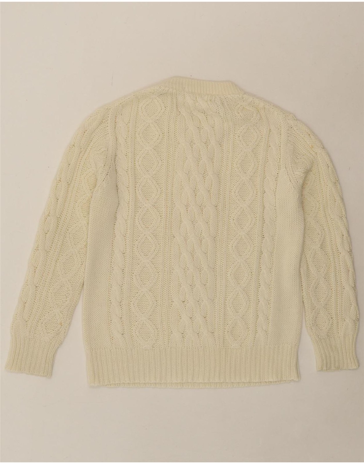 VINTAGE Womens Crew Neck Jumper Sweater UK 14 Large Off White AH02 thumbnail 2