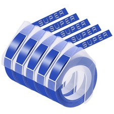 5PK 12MM White on Blue For DYMO 3D Embossing Label Tape Organizer Xpress 521206