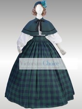 Victorian Dickens Fair Pioneer Women Tartan Cape Dress Little Women Theater 314