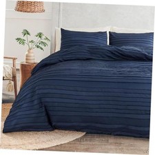Duvet Cover King Size, Navy 3 Pieces Boho Tufted King 104"x90" Navy Blue