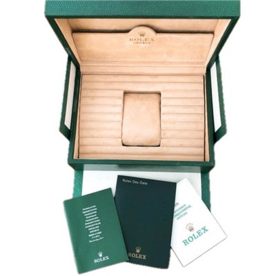 Rolex Garantie Uhrenbox Etui Grün Leder Holz Booklet für Daydate 118235