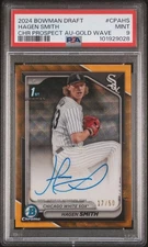 2024 Bowman Draft 1st Prospects Auto Hagen Smith Gold Wave PSA 9 17/50