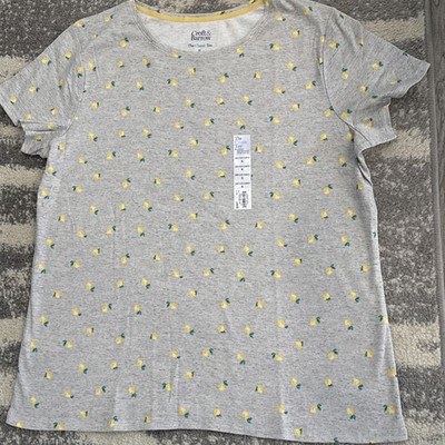 2021 Croft & Barrow The Classic Tee Crew Neck Lemon Lemons T-Shirt Size XL