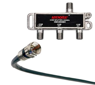 Antronix Ultra Performance 3 way Balanced spliiter + COPPER Coaxial Jumper Cable