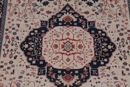 Floral Wool Beige Turkish Rug 7x10 Ft Oriental Medallion Carpet Living Room Rug - Picture 5 of 20