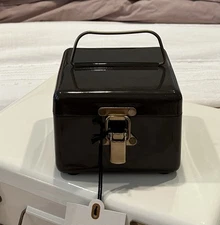 NEW Hearth & Hand 5" SQUARE METAL BOX BRASS HARDWARE Brown MAGNOLIA Target DECOR