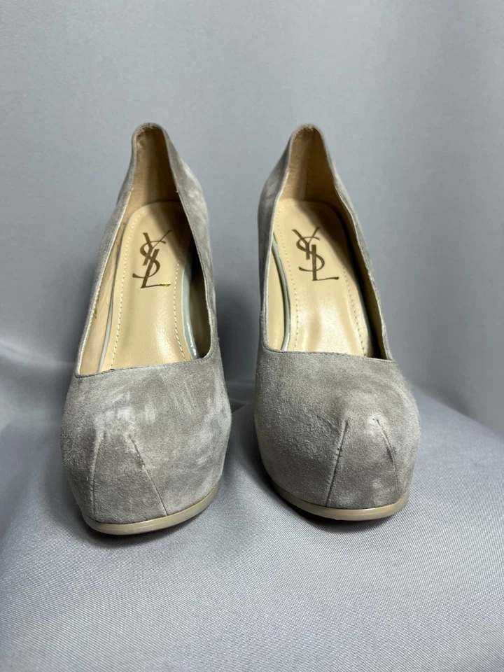 Yves Saint Laurent Tribute Tribtoo Gris Gamuza Plataforma YSL Talla 37 - Imagen 4 de 4