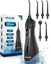 Nicwell Water Dental Flosser Teeth Pick - Cordless Portable 4 Modes Rechargea...